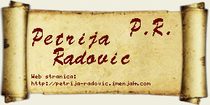 Petrija Radović vizit kartica